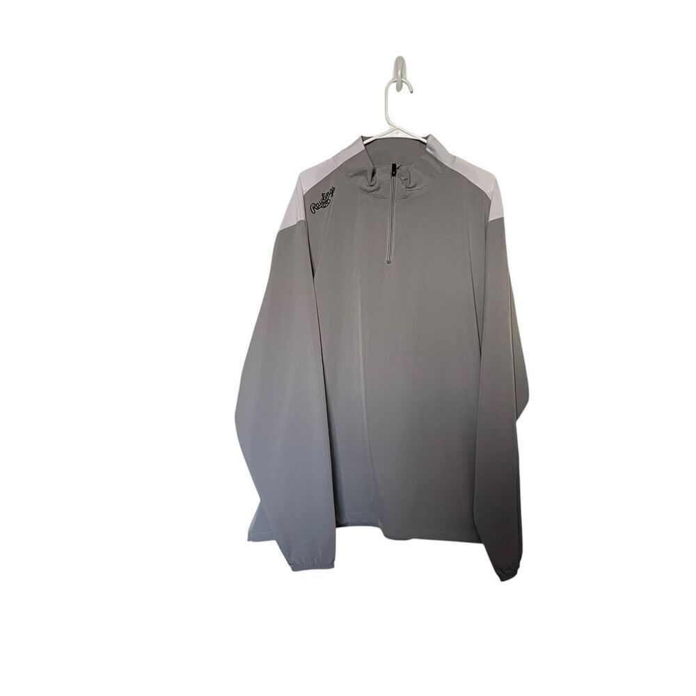 Rawlings Mens Colorblock Mock Neck Half Zip Windbreaker Jacket Gray Size 2XL